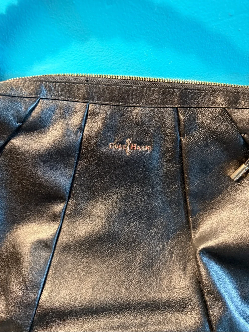 Cole Haan Black Braided-Handle Leather Shoulder Hobo